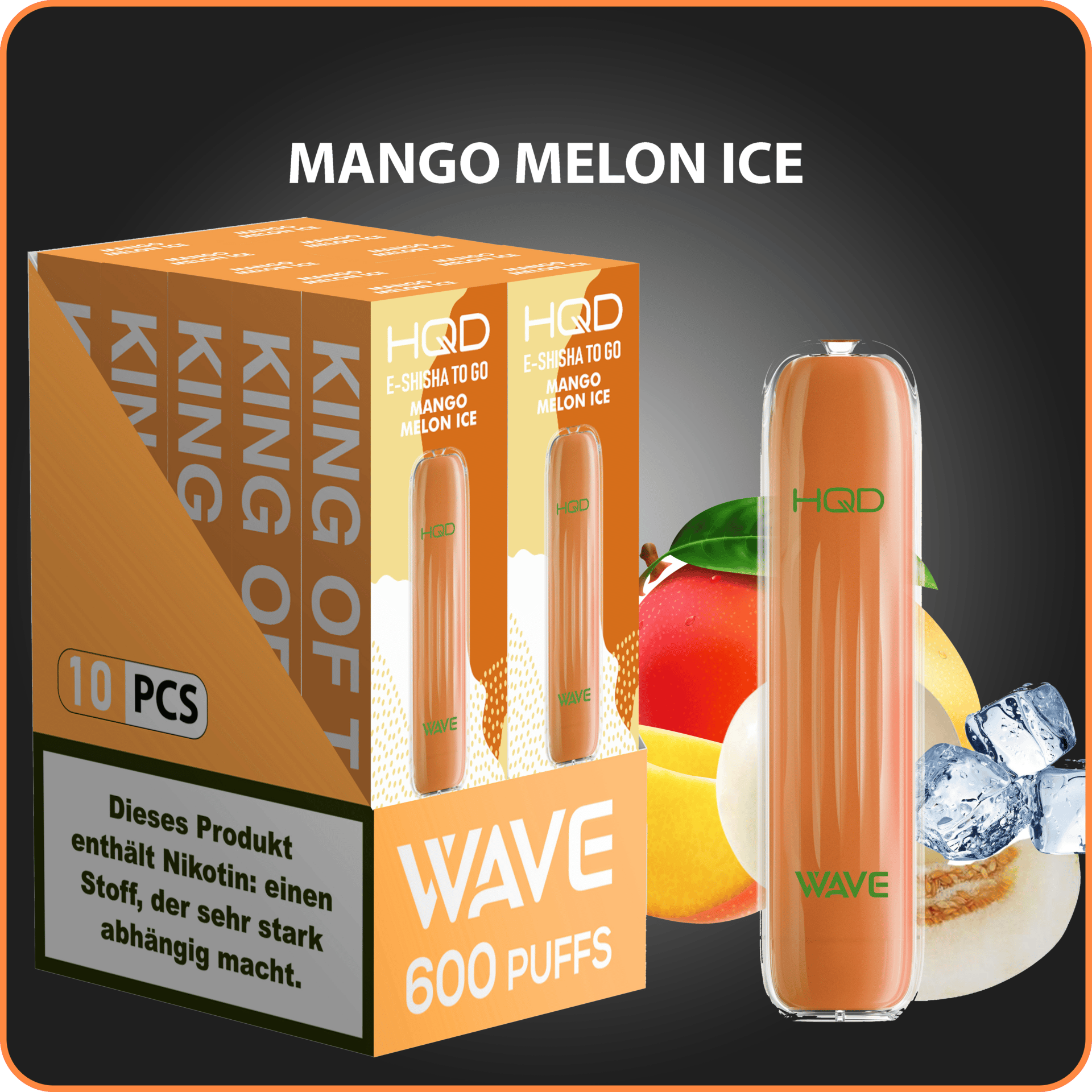 HQD WAVE 600 Züge Einweg Mango Melon Ice – Bild 2